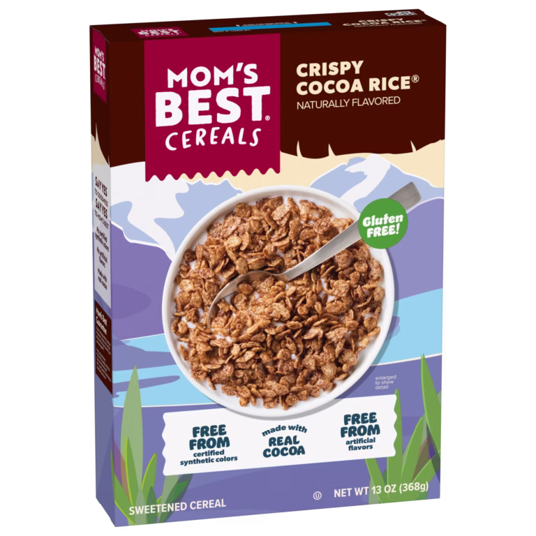 Mom's Best Crispy Cocoa Rice Cereal Box