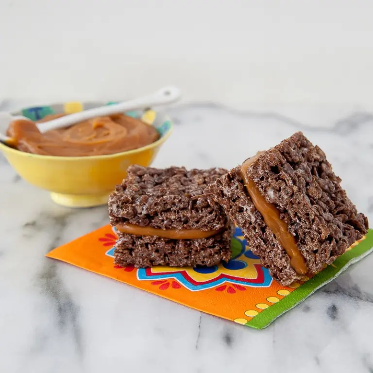 PEBBLES chocolate cereal treats with cajeta recipe