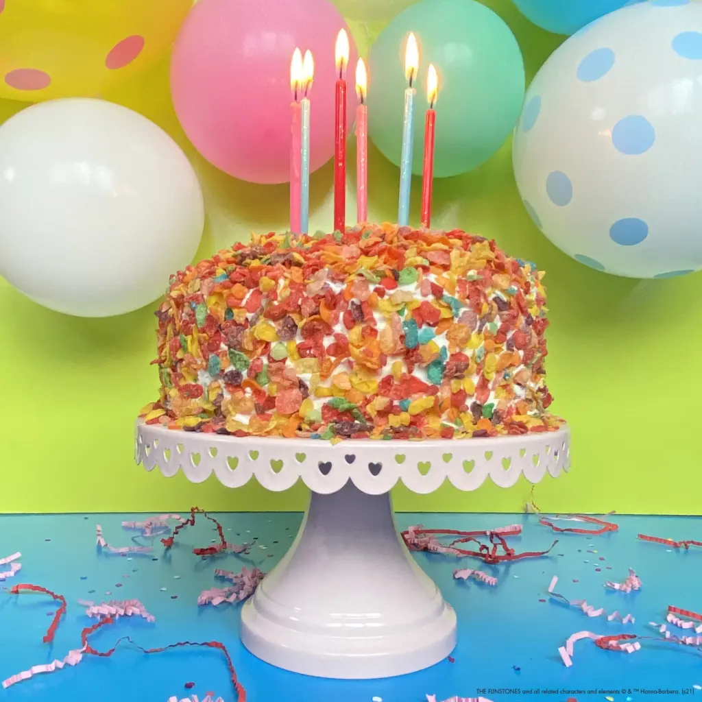 Marshmallow Fruity PEBBLES™ Funfetti Cake recipe