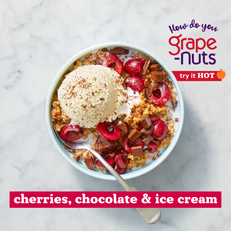 Grape Nuts Hot cherries, chocolate, and ice cream recipe