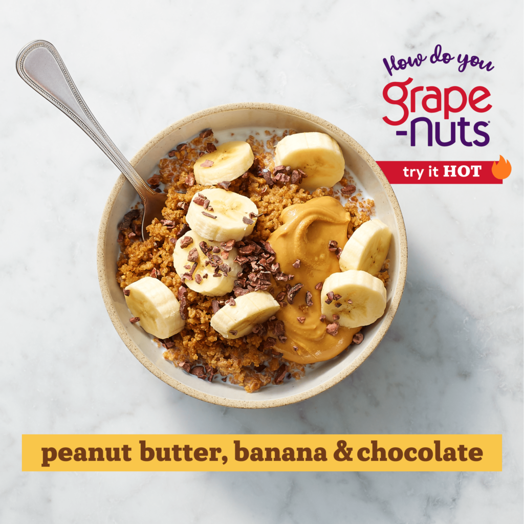 Grape nuts cereal hot recipe peanut butter banana chocolate