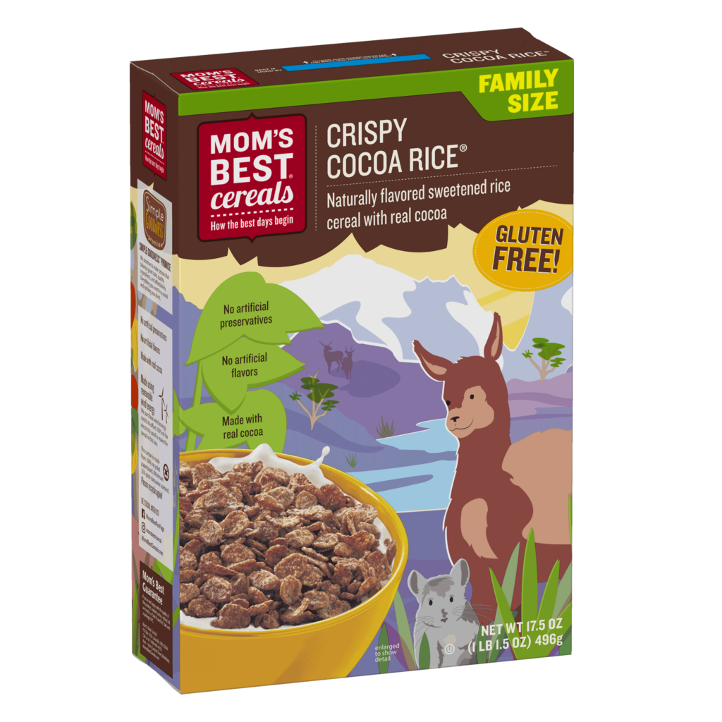 Mom's Best Crispy Cocoa Rice Cereal Box