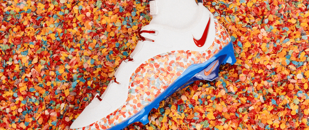 Fruity PEBBLES Nike LeBron 4 Vapor Edge football cleat