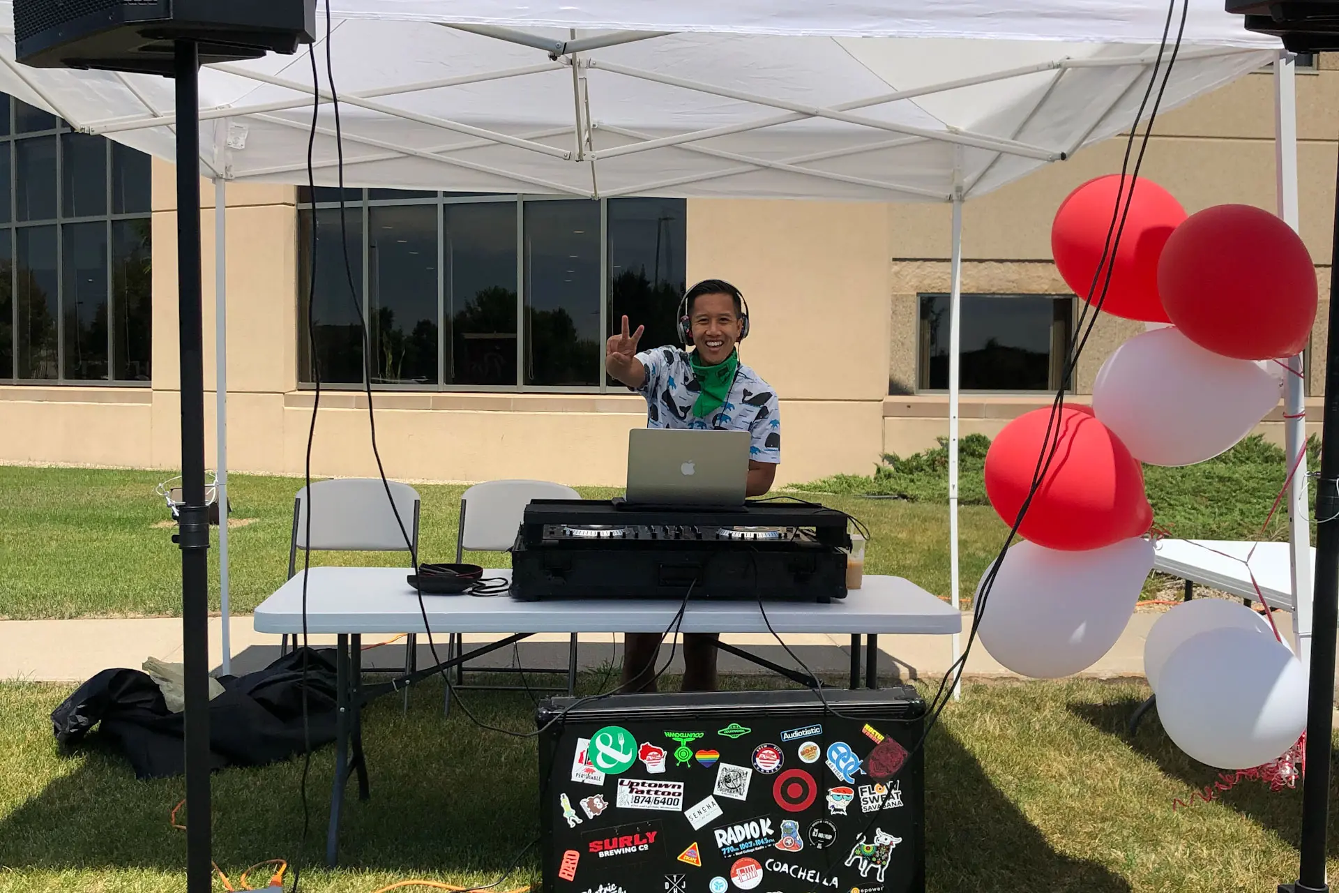 The parade route featured a DJ.