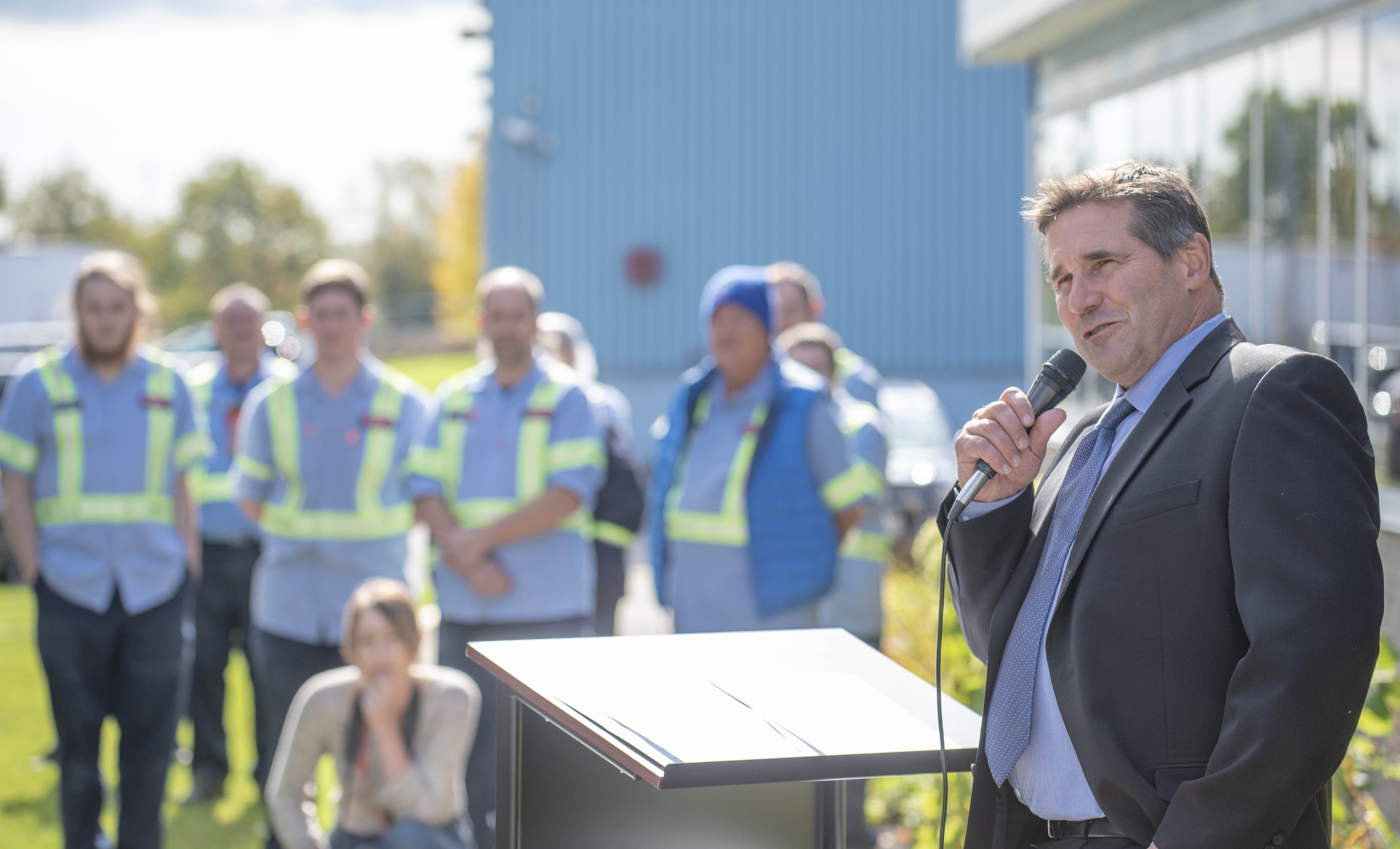 Man speaking with microphone