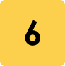 Yellow square number six icon
