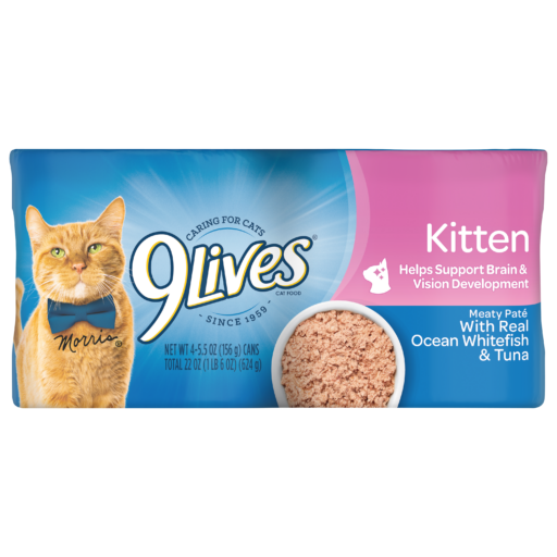 9Lives Meaty Pate Kitten Whitefish Tuna Package Wet Cat Food