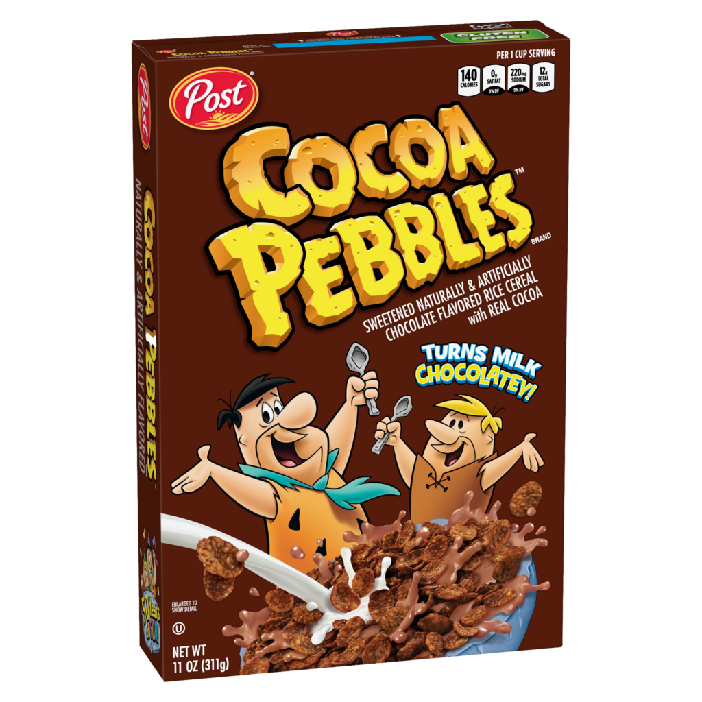 Cocoa PEBBLES™ cereal packaging