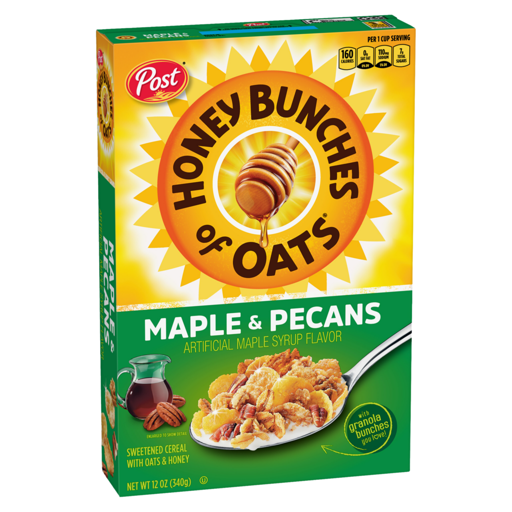 Honey Bunches of Oats® Maple & Pecans cereal box