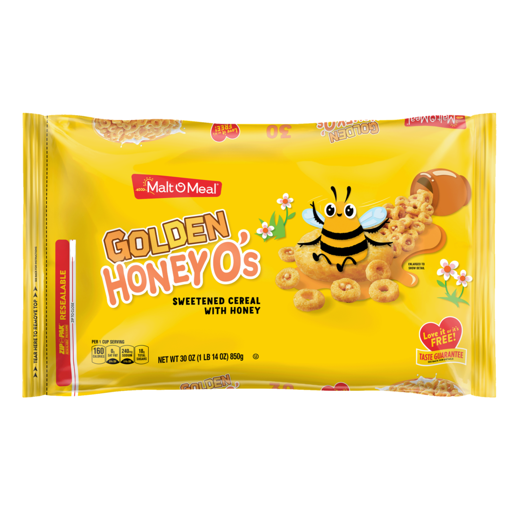 Golden Honey O's cereal packaging