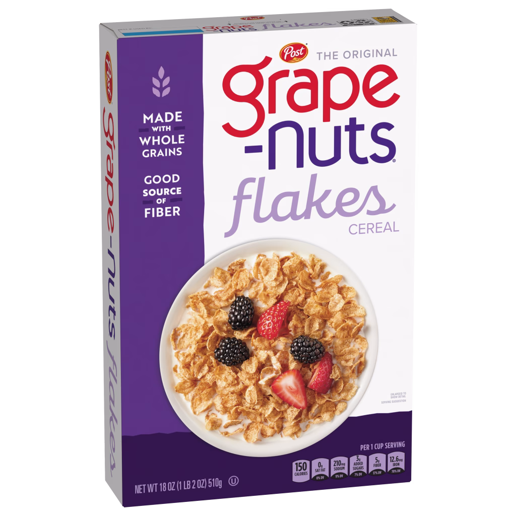 New Grape-Nuts Flakes Cereal Box Packaging
