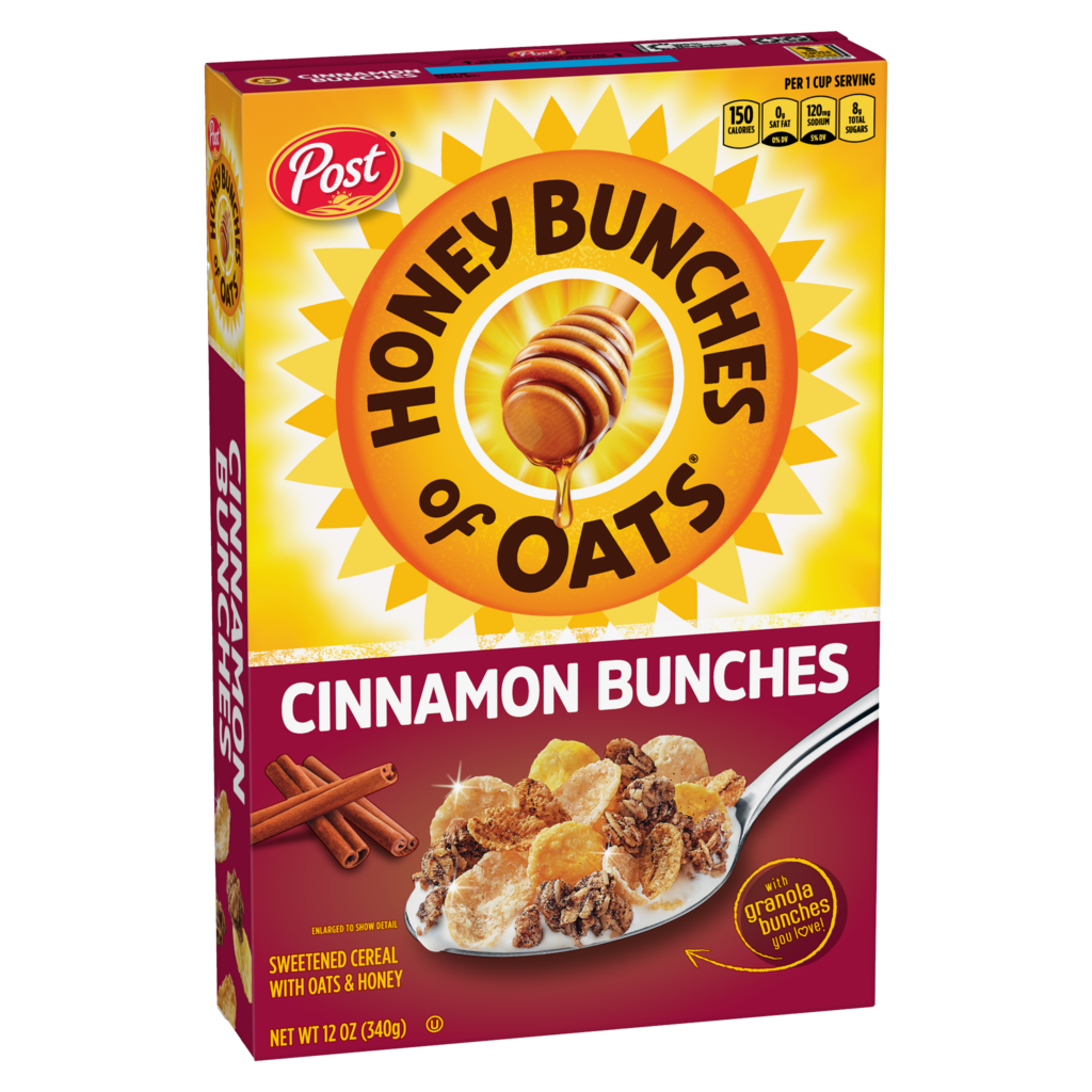 Honey Bunches of Oats® Cinnamon Bunches cereal box