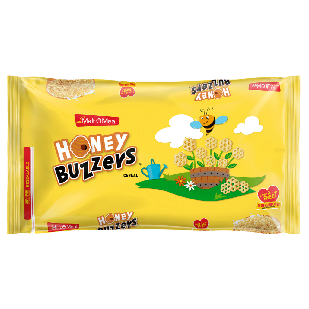Malt-O-Meal® Honey Buzzers® cereal packaging
