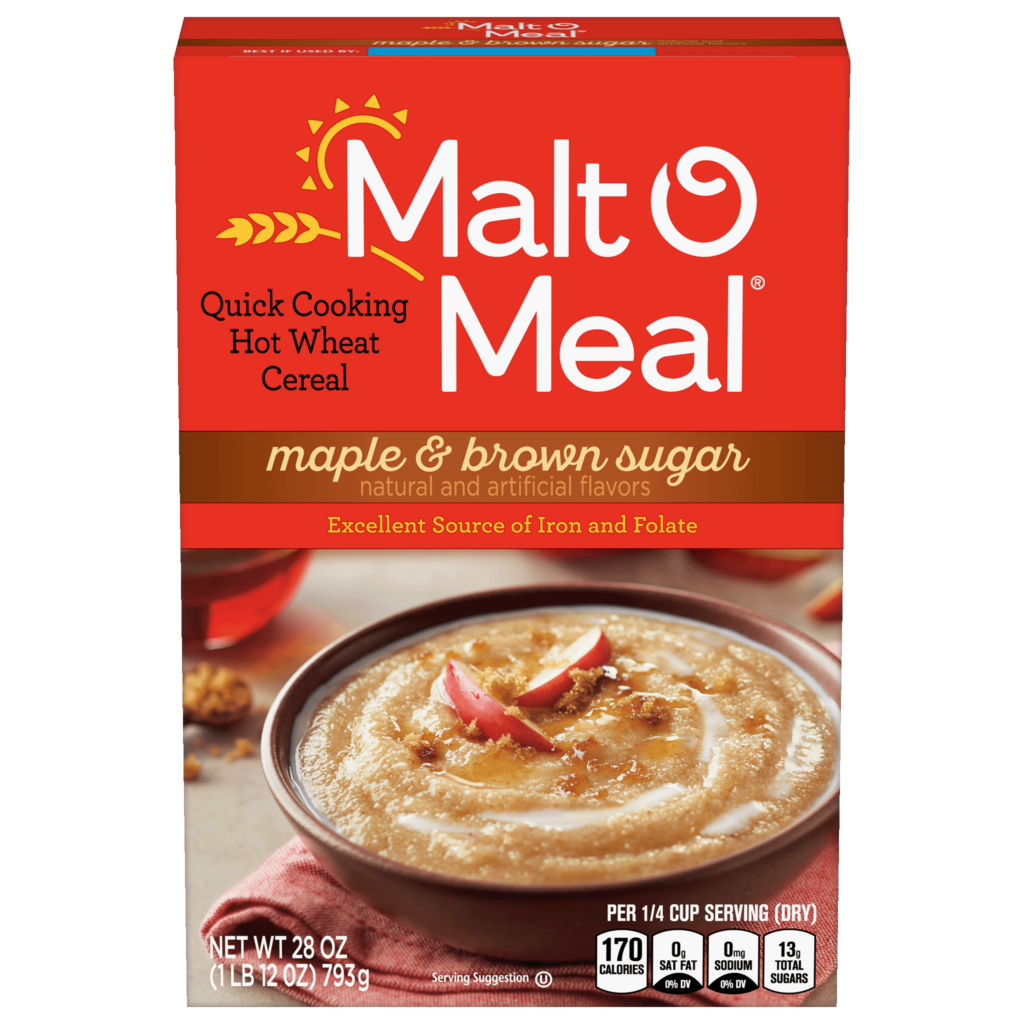 Malt-O-Meal® Maple & Brown Sugar Hot Wheat cereal box