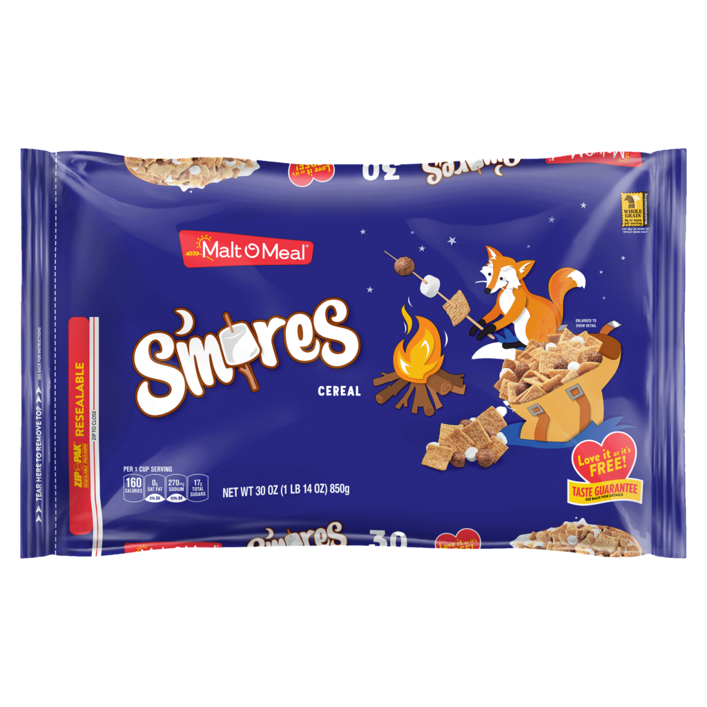 Malt-O-Meal® S'mores cereal packaging