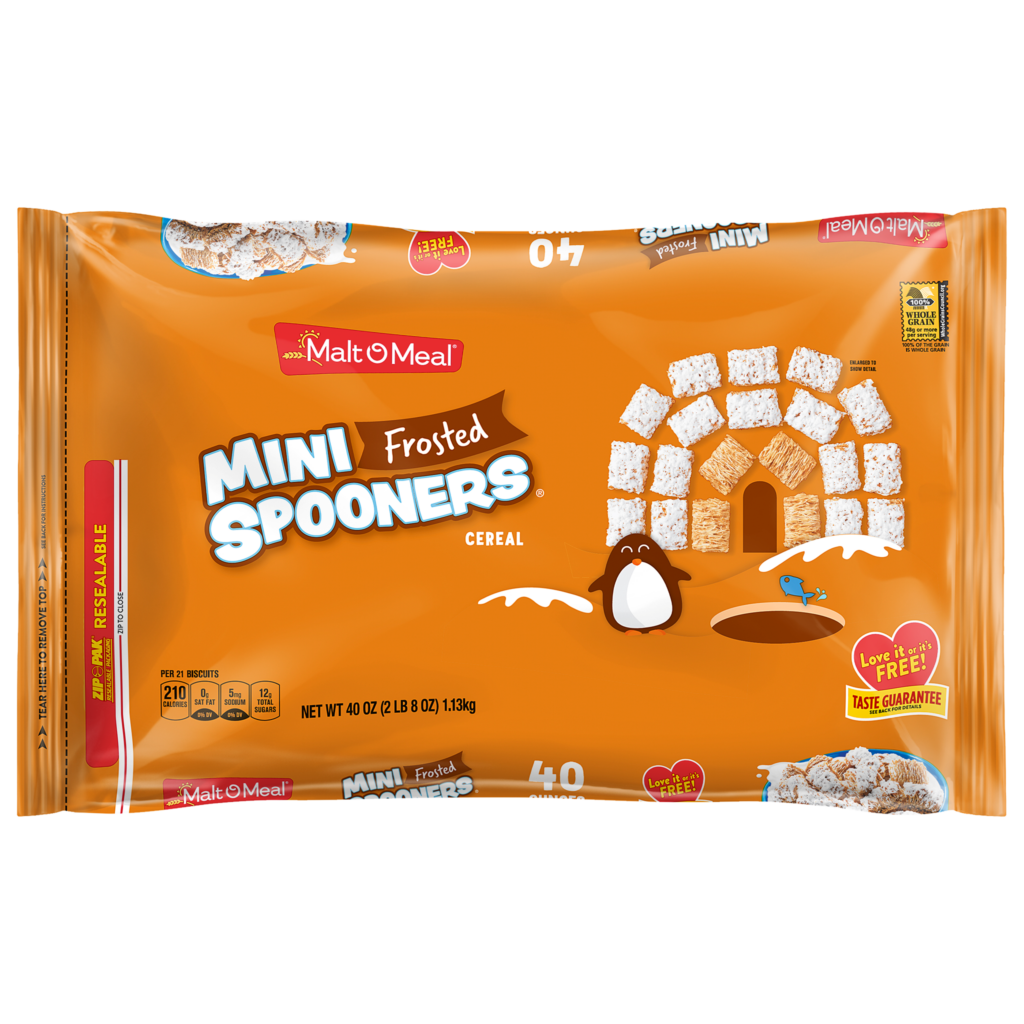 Malt-O-Meal® Frosted Mini Spooners® cereal packaging