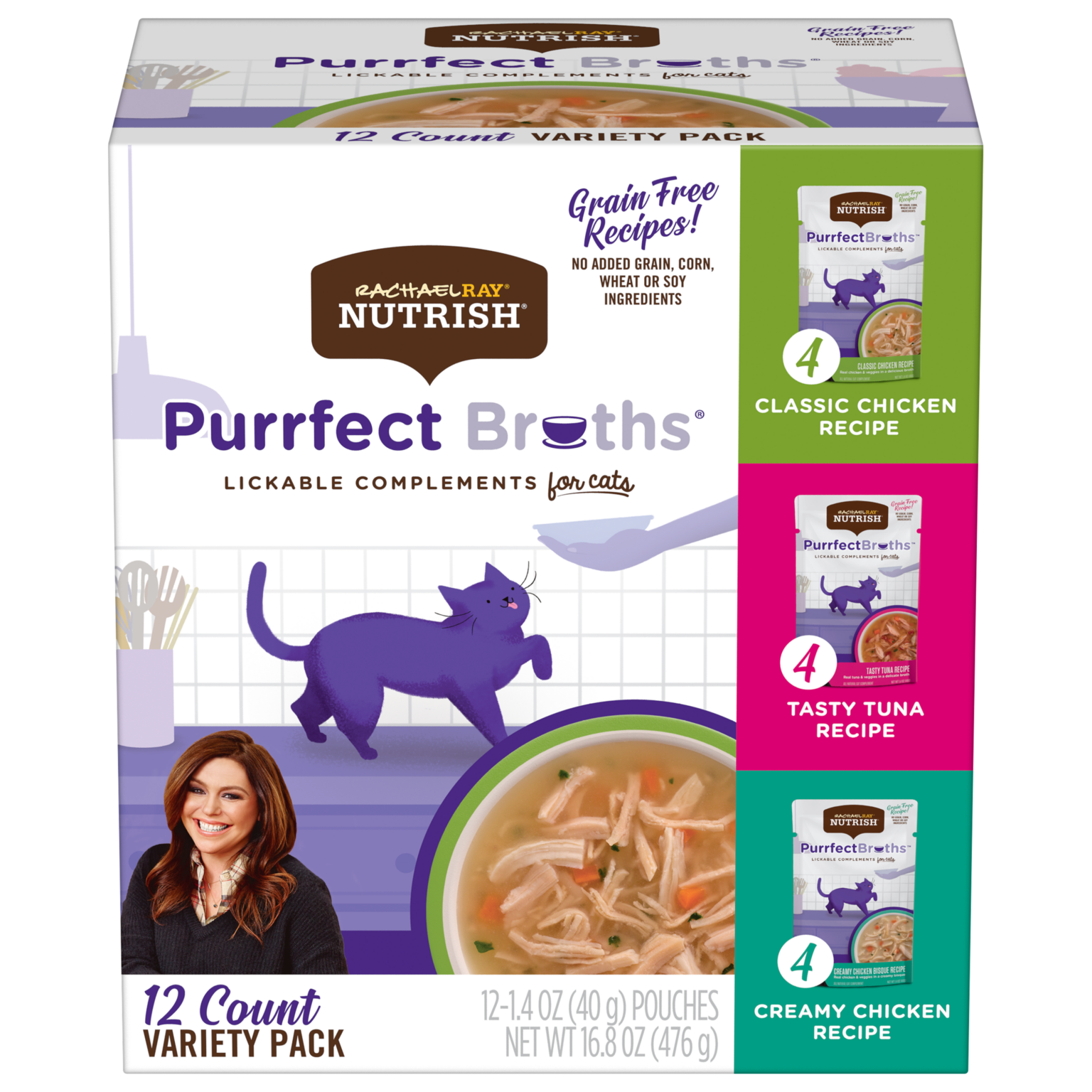 Nutrish® Purrfect Broths Grain Free Variety Pack, Lickable Complements