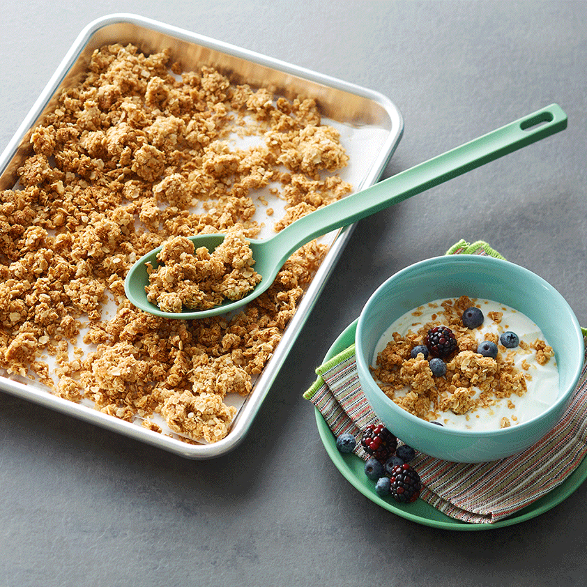 peanut butter granola in a sheet pan