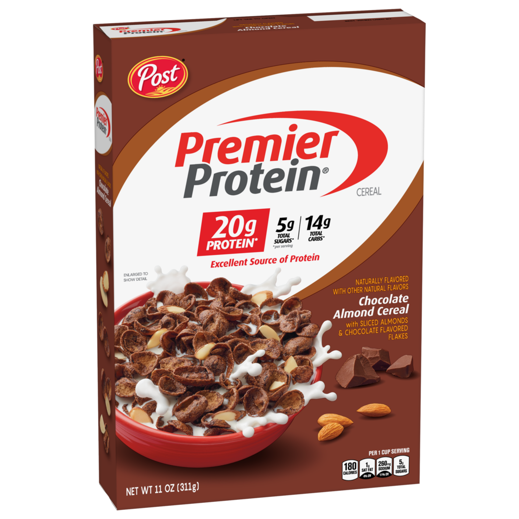 Premier Protein® Chocolate Almond Cereal box
