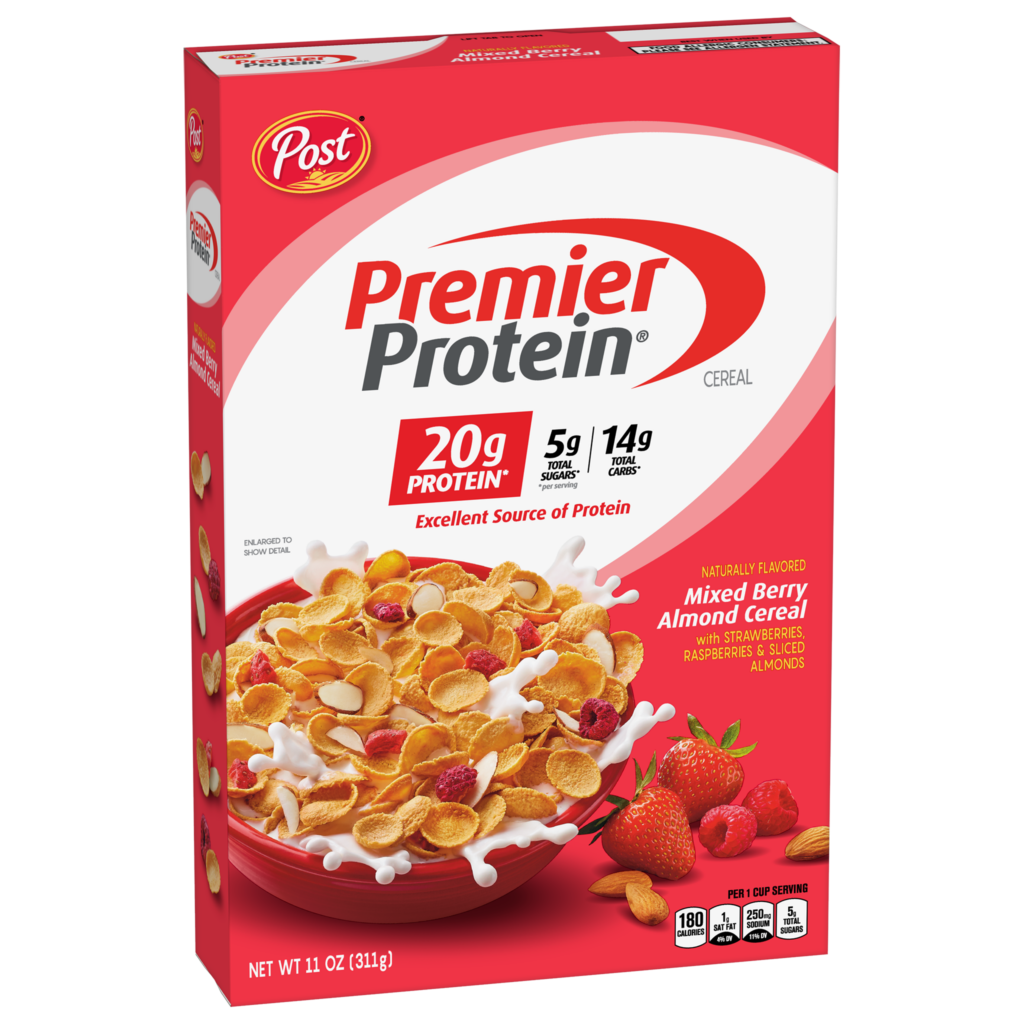 Premier Protein® Mixed Berry Almond cereal box