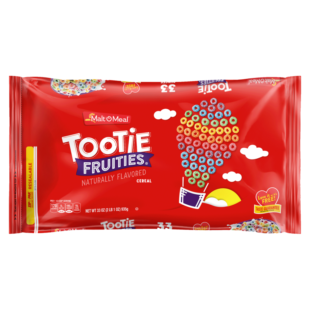 Tootie Fruities cereal packaging