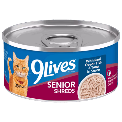 Senior Shreds Wet Cat Food with Real Ocean Fish & Tuna in Sauce