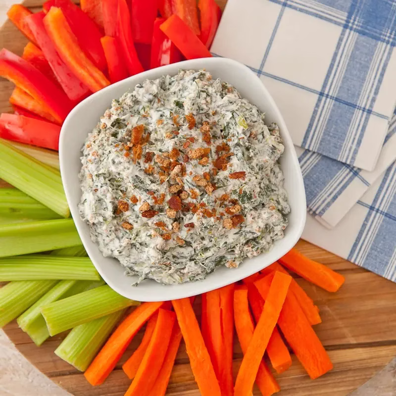 cold spinach dip with grape nuts cereal