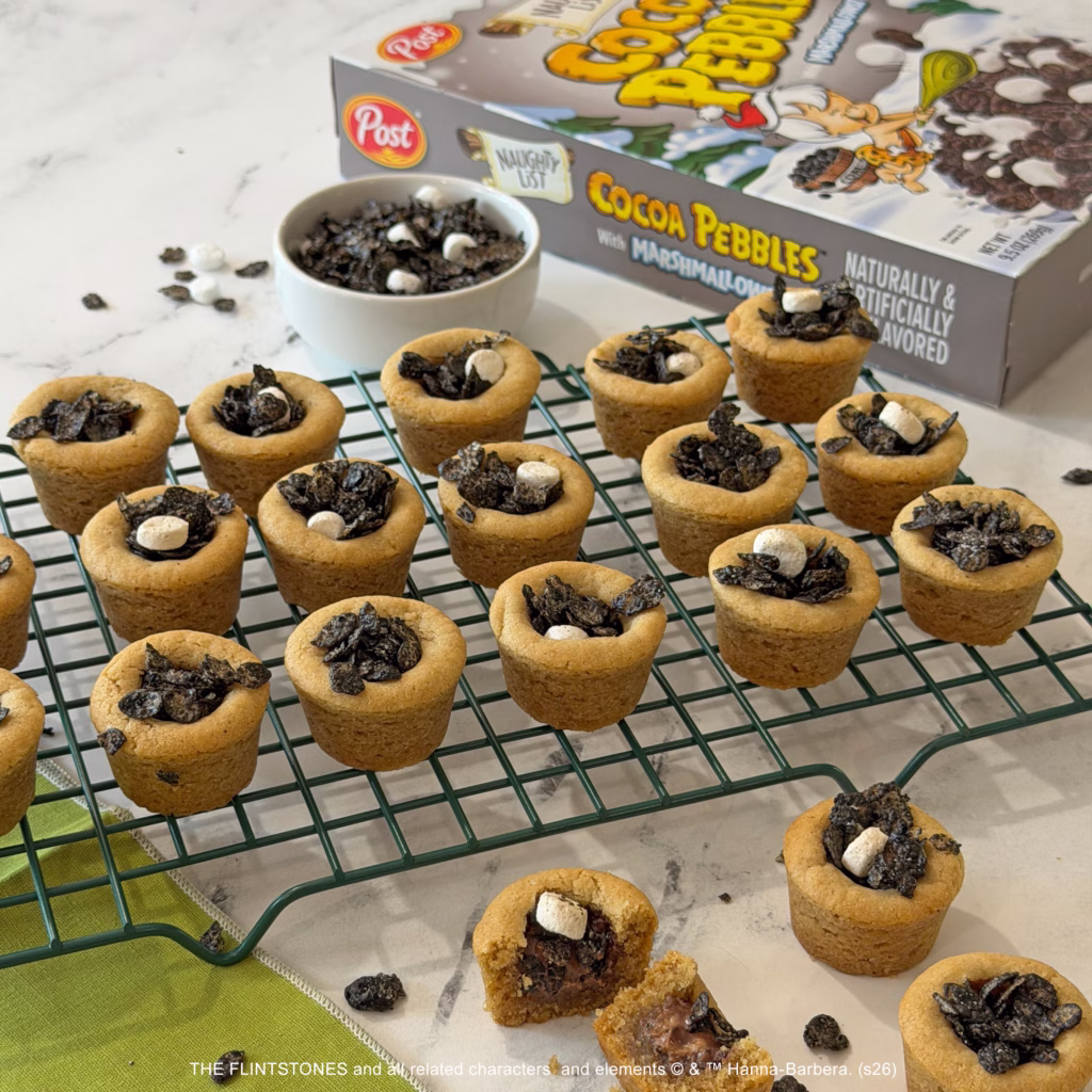 Naughty List Cocoa PEBBLES™ with Marshmallows and Peanut Butter Crispy Cookie Cups