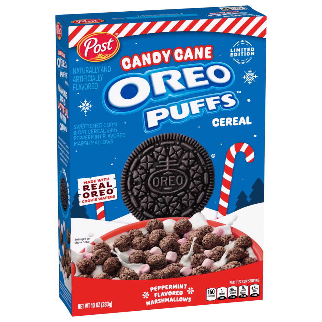 oreo puffs candy cane cereal
